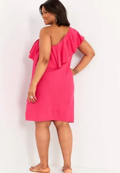 Johanna Toftby x Cellbes Asymmetrisk linneklänning Cerise Best