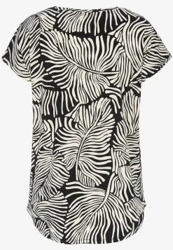 Soyaconcept Bladmönstrad trikåtopp i lyocell Svart / Mönstrad Sale