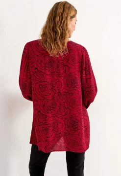 Cellbes of Sweden Blommönstrad blus i viskos Mörkröd / Svart New