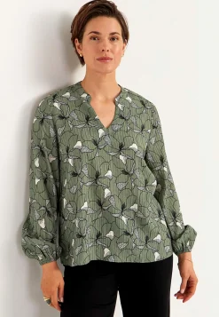 Cellbes of Sweden Blommönstrad blus med struktur Grön/Mönstrad Sale
