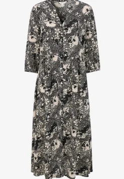 Cellbes of Sweden Blommönstrad klänning i viskos Svart / Beige / Mönstrad New