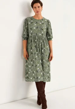 Cellbes of Sweden Blommönstrad klänning med struktur Grön/Mönstrad Online