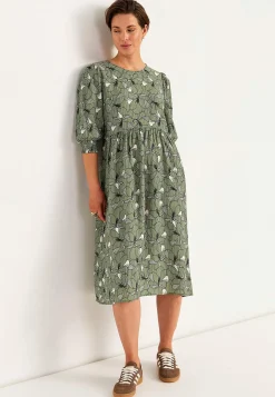 Cellbes of Sweden Blommönstrad klänning med struktur Grön/Mönstrad Online