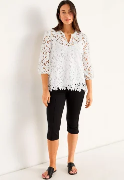 Cellbes of Sweden Blommönstrad spetsblus Vit Hot