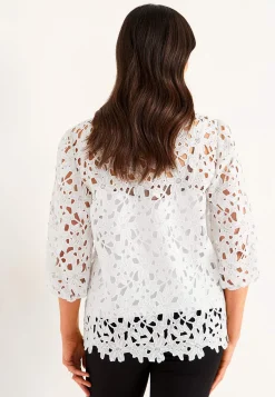 Cellbes of Sweden Blommönstrad spetsblus Vit Hot