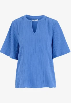 Cellbes of Sweden Blus i krinklad bomull Blå Hot