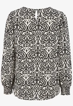 Cellbes of Sweden Blus med smock i ärmsluten Beige / Svart / Mönstrad Sale