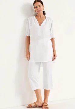 Cellbes of Sweden Capribyxa i tvättad bomull Vit Outlet