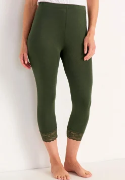 Cellbes of Sweden Caprileggings med spets susanne Khakigrön