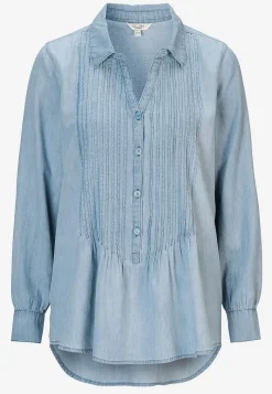 Cellbes of Sweden Denimblus med sydda veck Mellanblå / Denim Clearance