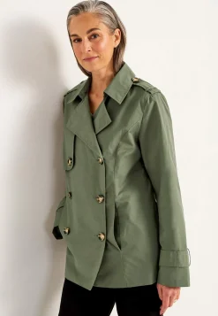 Cellbes of Sweden Dubbelknäppt, kort trenchcoat Khakigrön Outlet