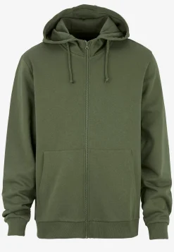 Cellbes of Sweden Enfärgad huvtröja med dragkedja Mörkgrön Online
