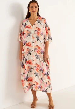 Cellbes of Sweden Festlig, multifunktionell kimonoklänning Orange / Rosa / Mönstrad New