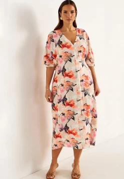 Cellbes of Sweden Festlig, multifunktionell kimonoklänning Orange / Rosa / Mönstrad New