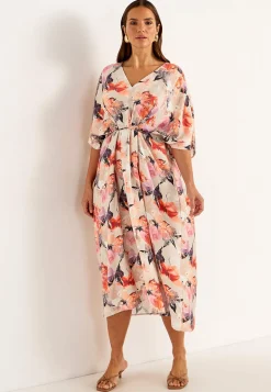 Cellbes of Sweden Festlig, multifunktionell kimonoklänning Orange / Rosa / Mönstrad New