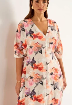 Cellbes of Sweden Festlig, multifunktionell kimonoklänning Orange / Rosa / Mönstrad New