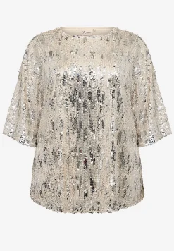 Wasabiconcept Festlig trikåtopp med paljetter Beige Discount