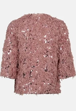 Freequent Festtopp med fjäderliknande material och paljetter Gammalrosa Online