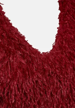 Freequent Festtopp med fjäderliknande material Creme New