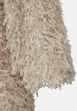 Freequent Festtopp med fjäderliknande material Creme New