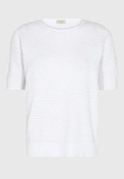 Freequent Finstickad bomullströja med bubblig yta Vit New