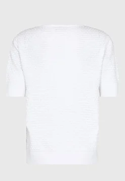 Freequent Finstickad bomullströja med bubblig yta Vit New