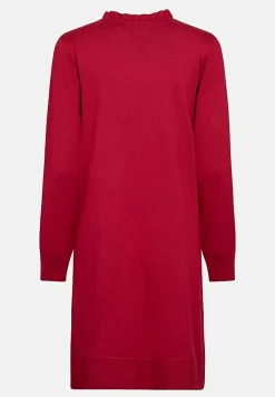 Freequent Finstickad klänning med knappar Röd Best