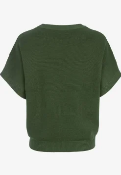 Freequent Finstickad, kortärmad tröja Grön New