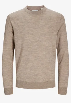 JACK & JONES Finstickad tröja i merinoull Gråmelange Outlet