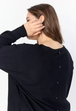 Wasabiconcept Finstickad tröja med knappar i ryggen Svart New