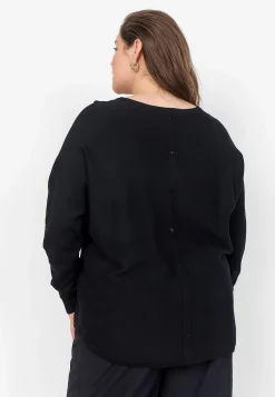 Wasabiconcept Finstickad tröja med knappar i ryggen Svart New