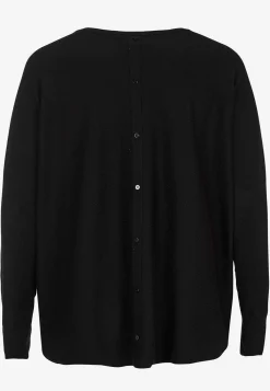 Wasabiconcept Finstickad tröja med knappar i ryggen Svart New