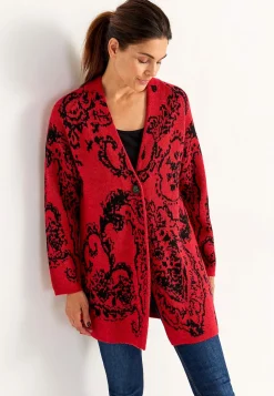 Cellbes of Sweden Jacquardstickad cardigan Röd / Svart / Mönstrad Hot