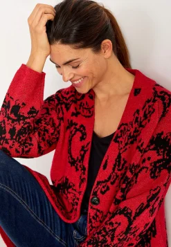 Cellbes of Sweden Jacquardstickad cardigan Röd / Svart / Mönstrad Hot