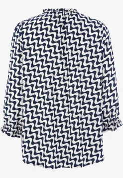 Freequent Jacquardvävd blus Vit / Blå / Mönstrad Hot