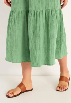 Cellbes of Sweden Klänning i krinklad bomull Ljusgrön