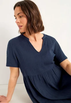 Cellbes of Sweden Klänning i krinklad bomull Marin Discount