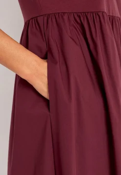 Cellbes of Sweden Klänning i poplin och trikå Vinröd Outlet