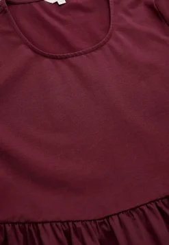 Cellbes of Sweden Klänning i poplin och trikå Vinröd Outlet