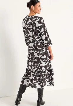 Cellbes of Sweden Klänning med volanger Brun / Mönstrad Outlet