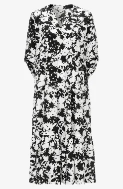 Cellbes of Sweden Klänning med volanger Vit / Svart / Blommig Online