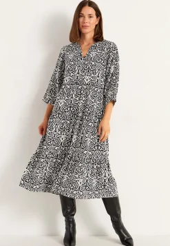 Cellbes of Sweden Klänning med volanger Beige / Svart / Mönstrad Outlet