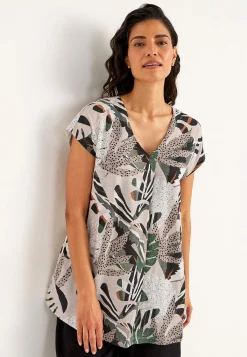 Cellbes of Sweden Kortärmad trikåtunika Beige / Mönstrad Discount