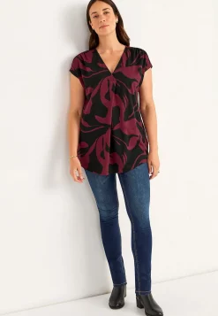 Cellbes of Sweden Kortärmad trikåtunika Svart/Vinröd/Mönstrad Online