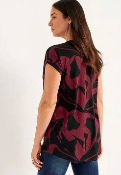 Cellbes of Sweden Kortärmad trikåtunika Svart/Vinröd/Mönstrad Online