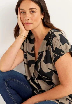 Cellbes of Sweden Kortärmad trikåtunika Mörk beige / Svart / Mönstrad Clearance