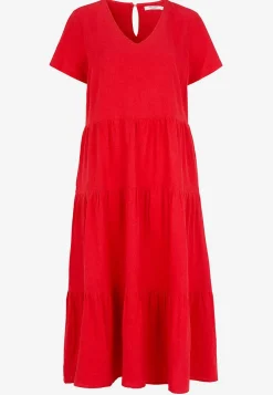 Cellbes of Sweden Linneklänning med volanger Röd Outlet