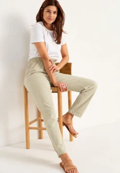 Cellbes of Sweden Lång byxa i tvättad bomull Beige Best