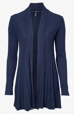 Freequent Lång, ribbad cardigan Claudisse Marin Outlet
