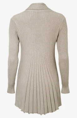 Freequent Lång, ribbad cardigan Claudisse Beigemelange Outlet